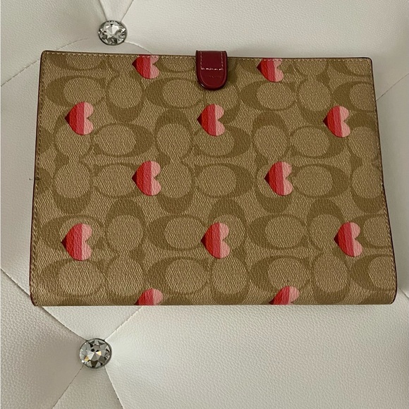 NEW Coach Signature Coated Canvas Leather Stripe Heart Print Notebook Journal - Picture 14 of 16